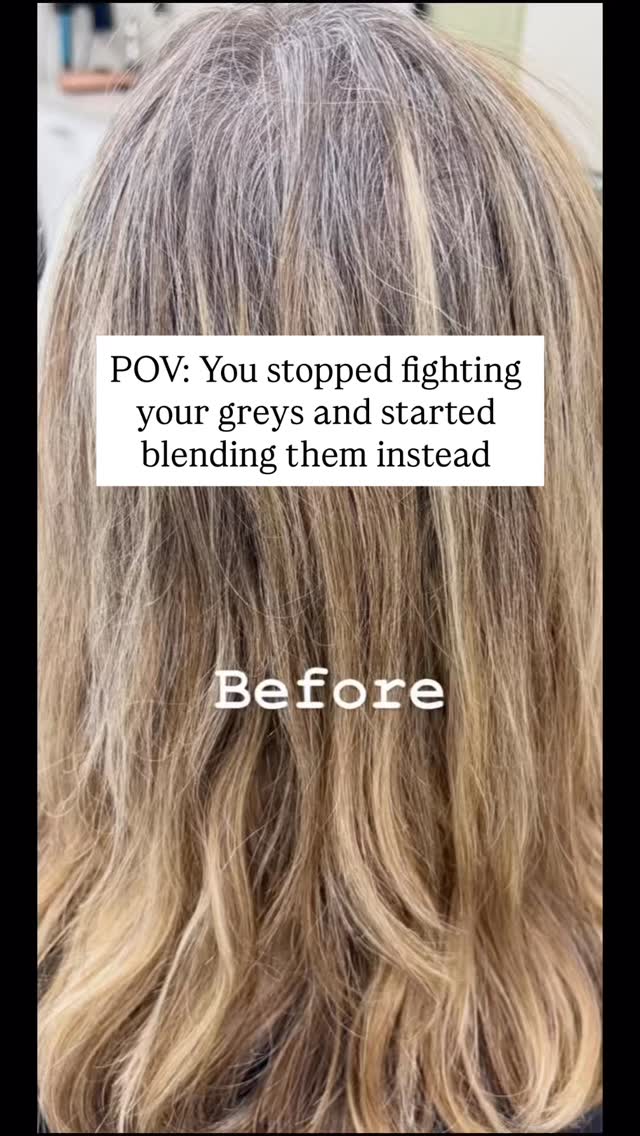 No heavy coverage. No obvious regrowth. Just beautiful color that works with your greys.

#greyblending #greyhairdontcare #swmichigan